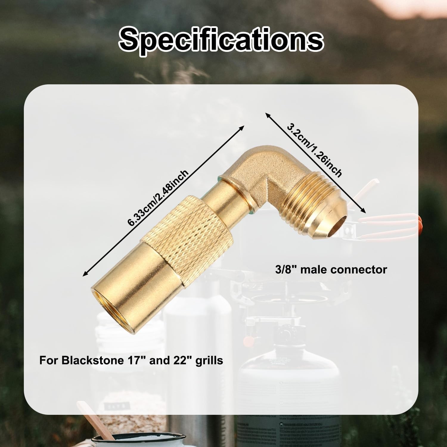Propane Elbow Adapter for Blackstone, Brass RV Gas Connector 3/8″ Male Low…