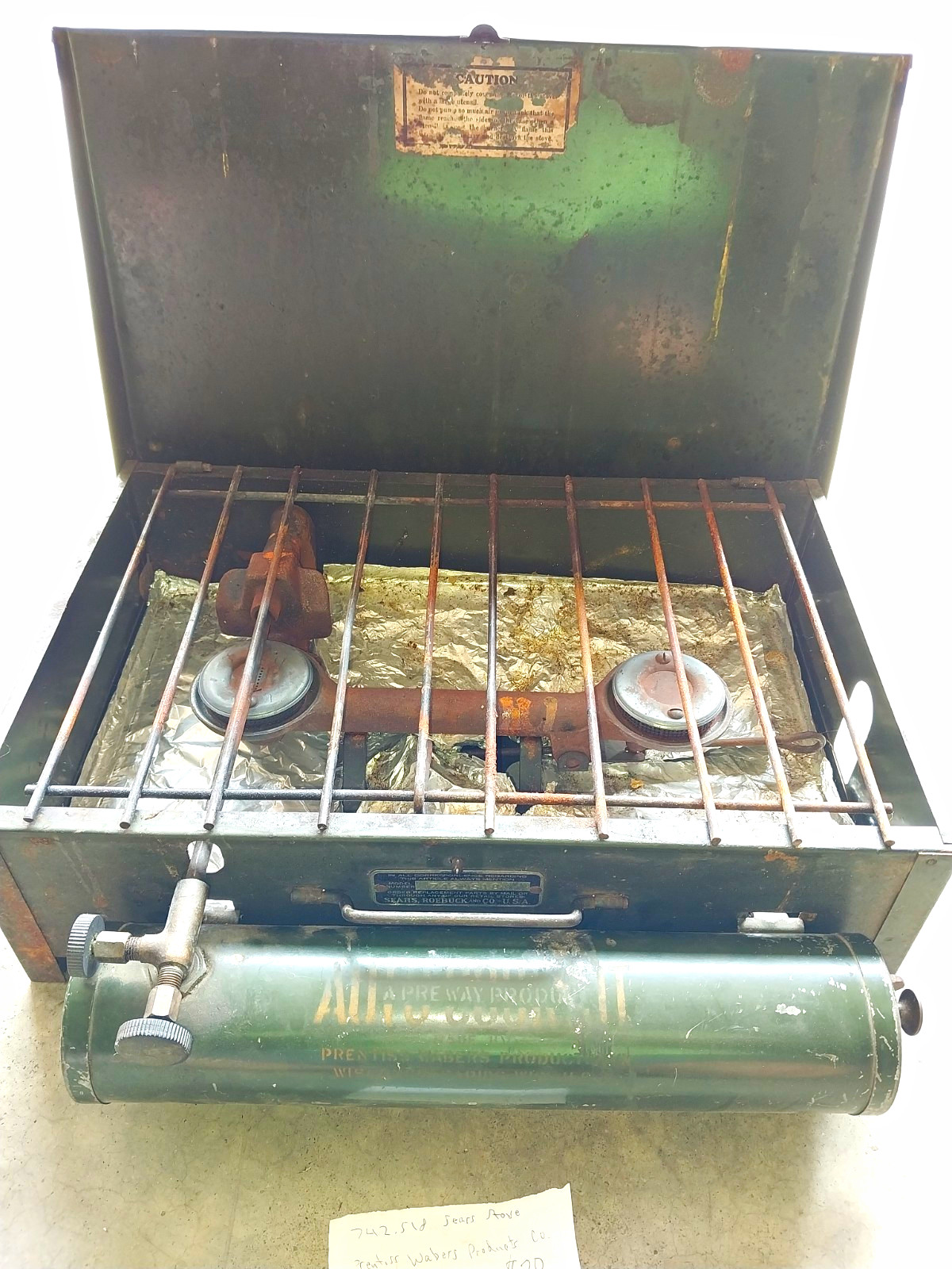 Vintage Sears Roebuck 742.3518 2-Burner Gas Portable Camping Stove w/Carry Case