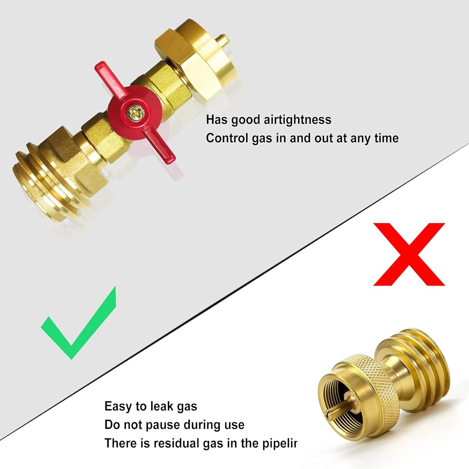 1lb to 20lb Propane Tank Adapter with Valve, Conver CGA600 QCC/Type1 Male…