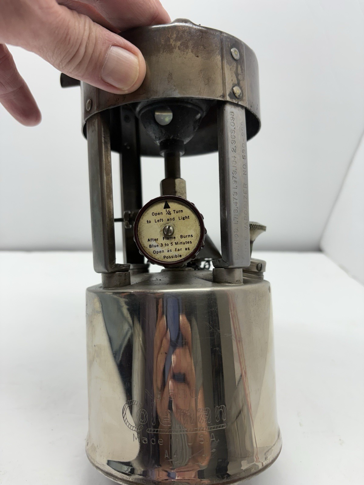 Vintage Coleman No. 530 (B46) Single Burner Camp Stove w Storage Tube