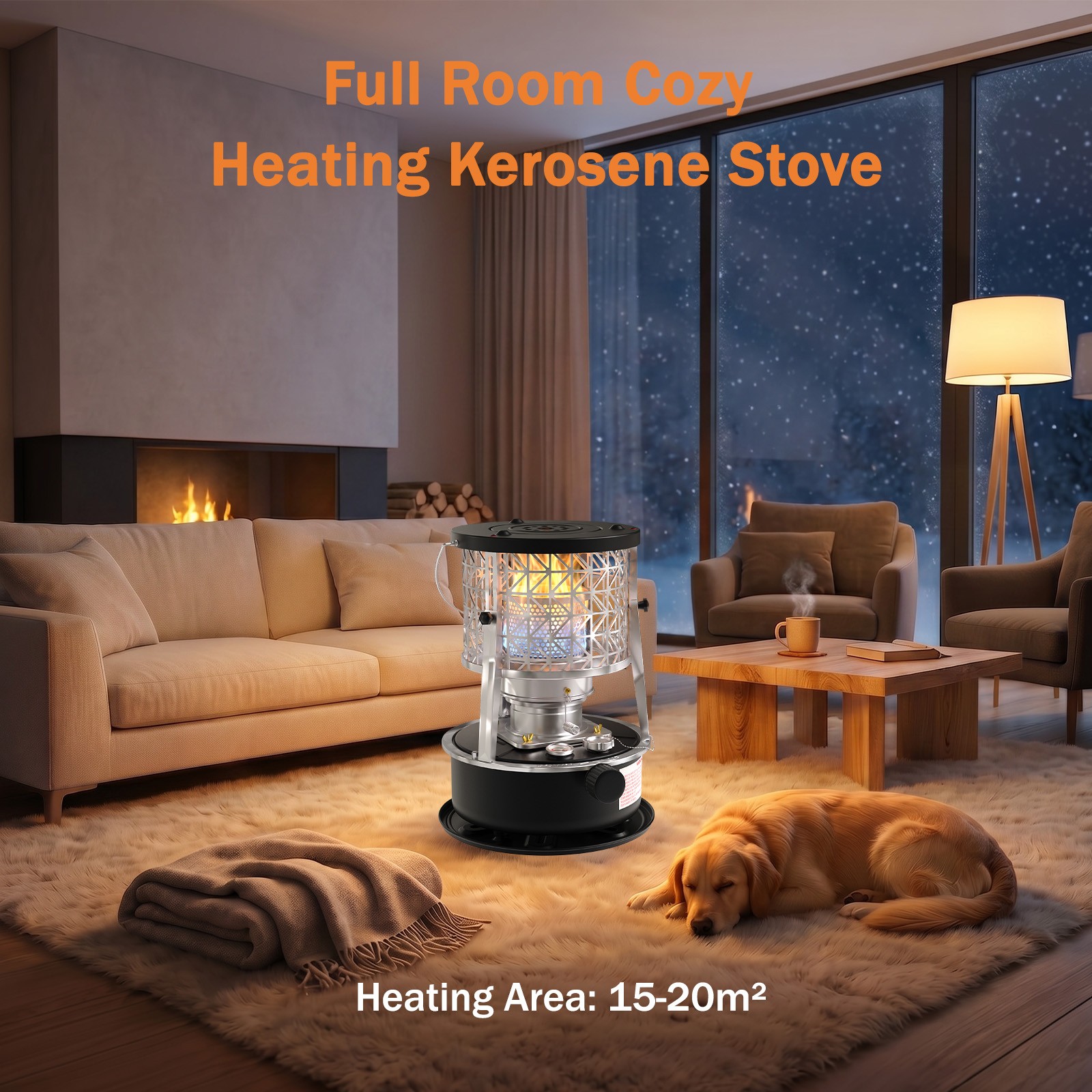 2600W Portable Oil-fired Petroleum Heater Stoves Camping for Indoor Outdoor – 5L