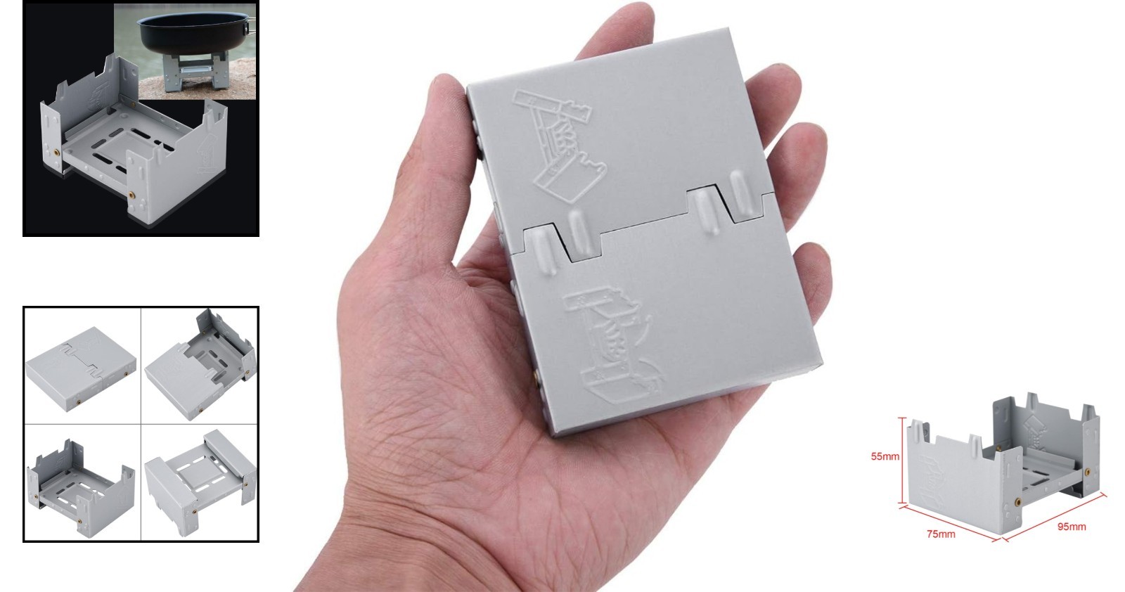 Multifunctional Pocket Stove 3.74″l x 2.95″w – Perfect for Travelers and Campers