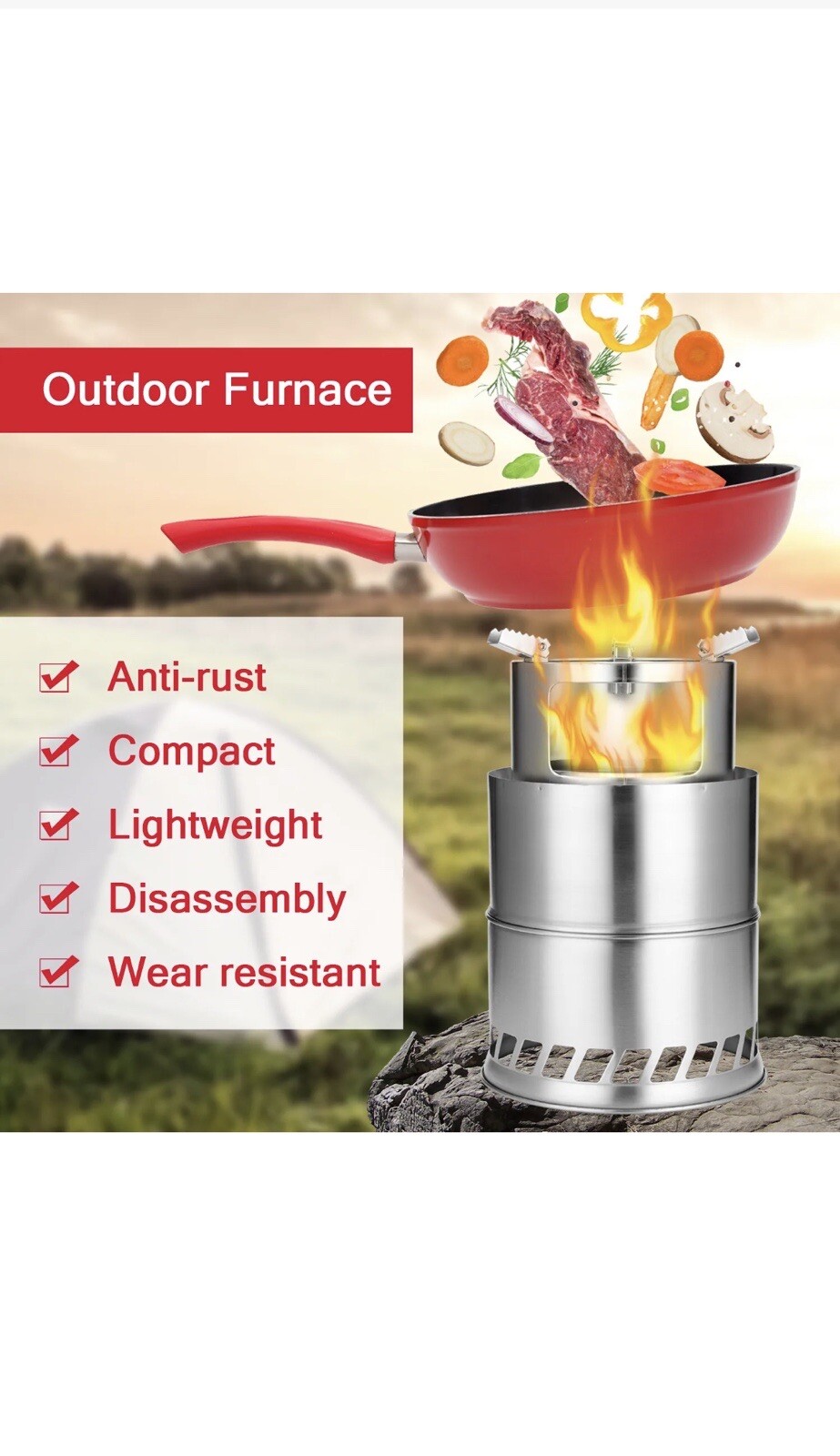 Bump Camping Furnace End Deconstructable Wood Stoves Portable, C12