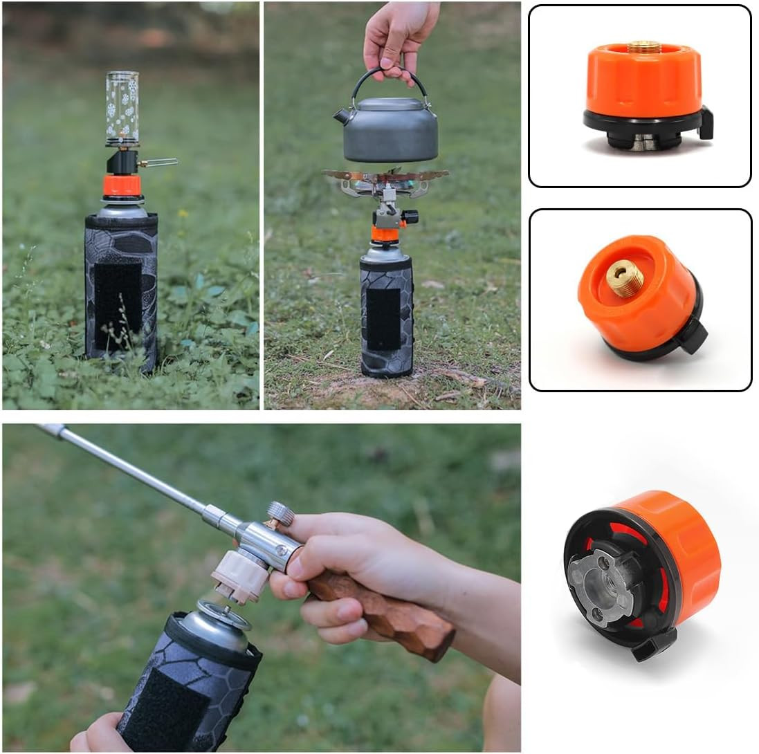 Butane Canister Adapter Converter Screw On Nozzle Valve Connector for Gas Bur…