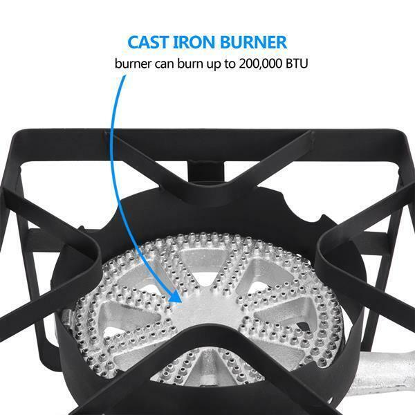 200,000 BTU High-pressure Propane Burner Camp Stove Portable Cooking Gas Cooker