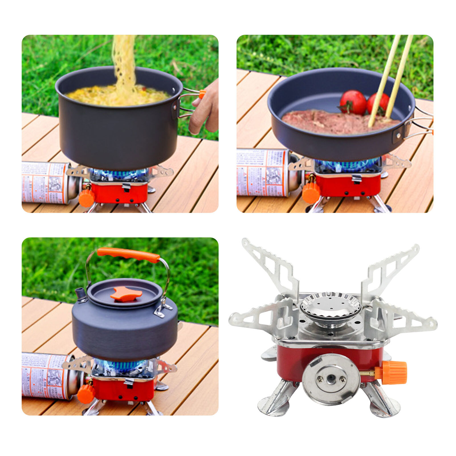 Portable Camping Gas Stove Butane Outdoor Cooking Equipment w/ Storage Bag 2800W