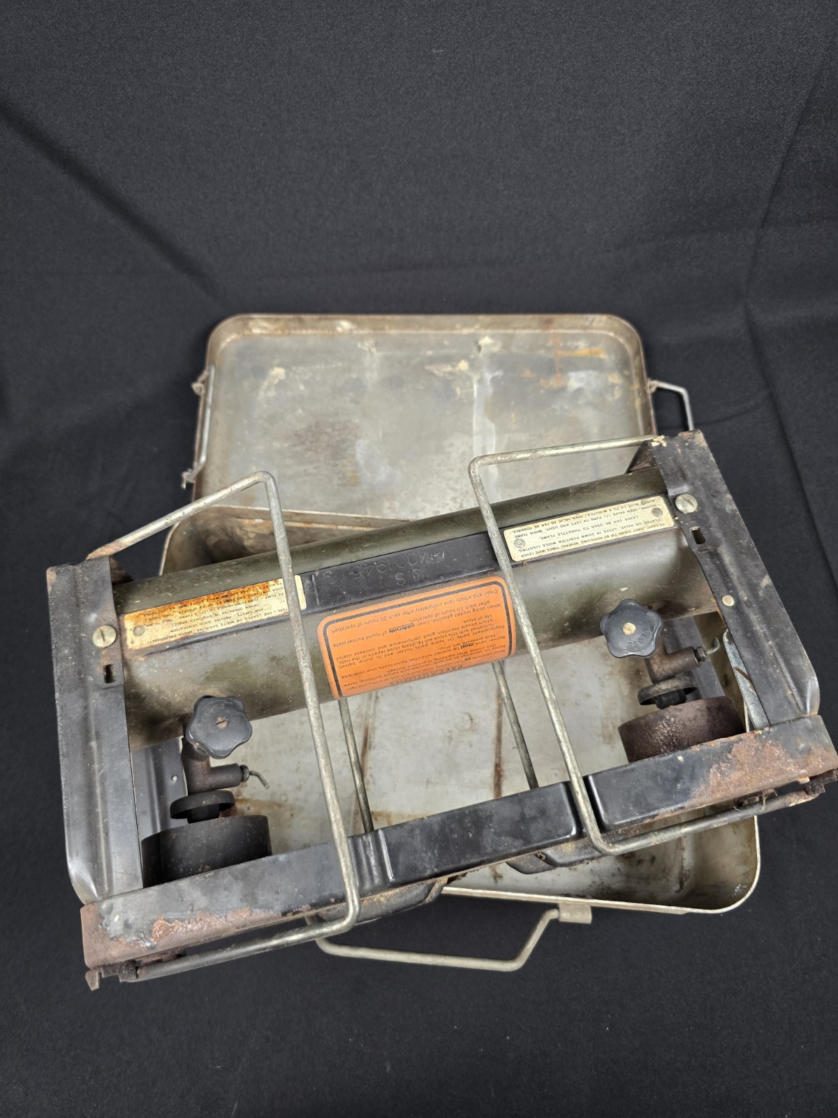 WW2 Agmco US Military Gas Field Stove Double Burner w/ Case 1945