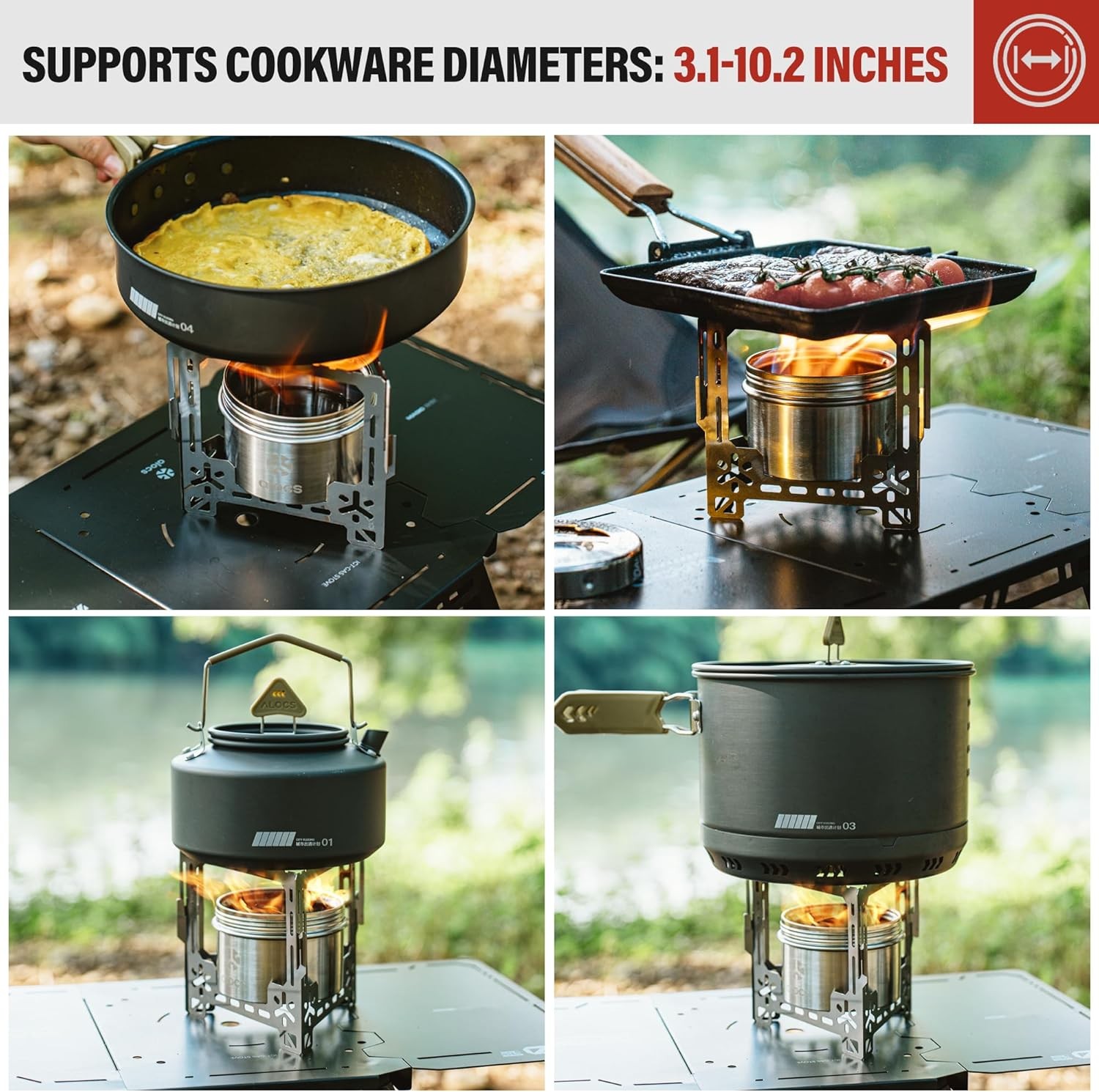 2250W Alcohol Stove Camping Stove W/ Sealed Cover Stainless Steel Backpacking