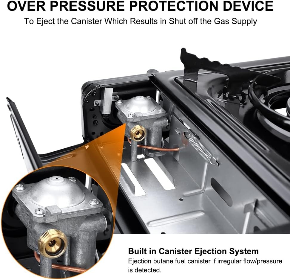 Camplux Dual Fuel Propane & Butane Stove with Carrying Case, Portable Black