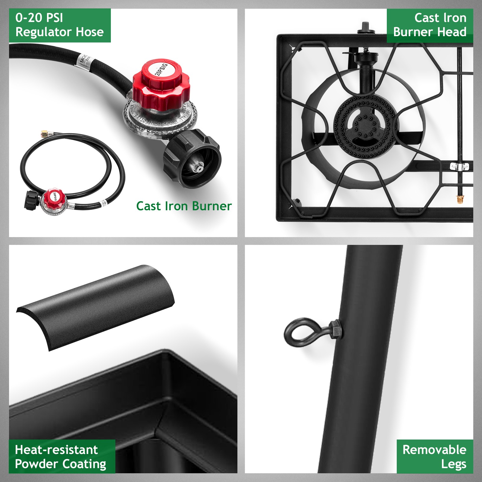 ZOKOP 2 Burner 150000 BTU Propane Cooker Outdoor Camping Stove 0-20 Psi Black
