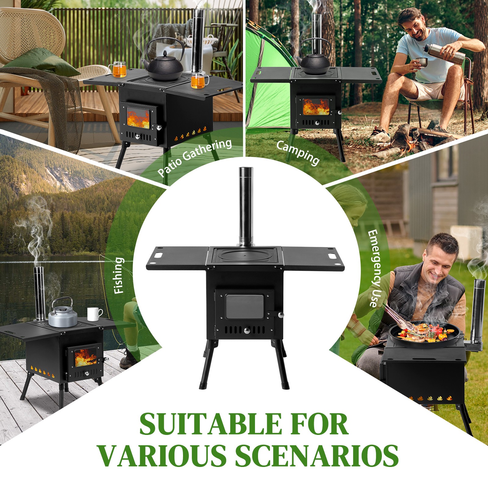 New Wood Burning Stove Tent Stove for Patio Heating Folding Portable Wood Stove