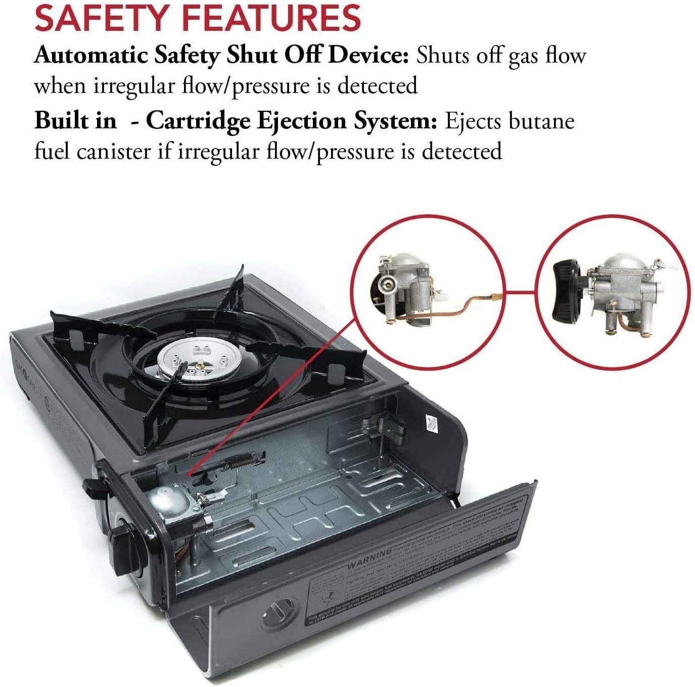 Compact Portable Butane Camping Stove 7650 BTU with Automatic Ignition & Case