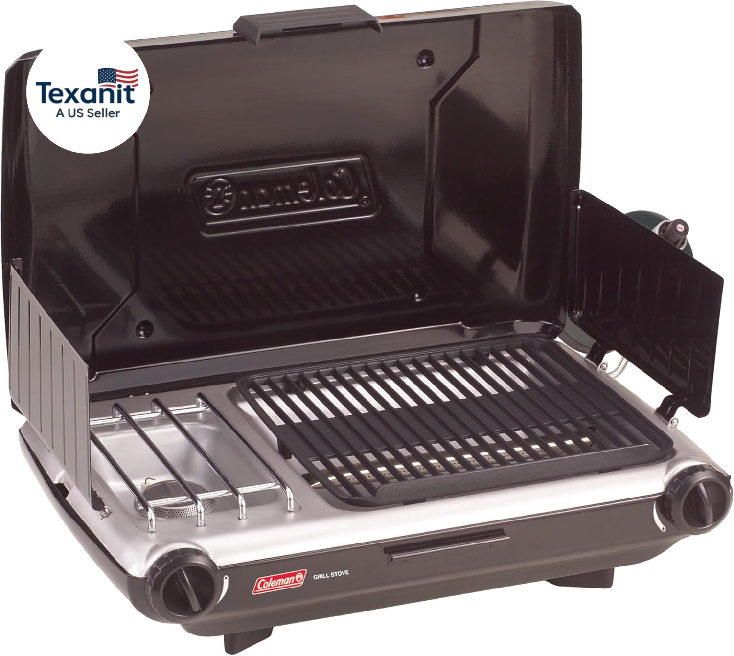 Tabletop 2-In-1 Camping Grill/Stove, 2-Burner Propane Grill & Stove with Adjusta