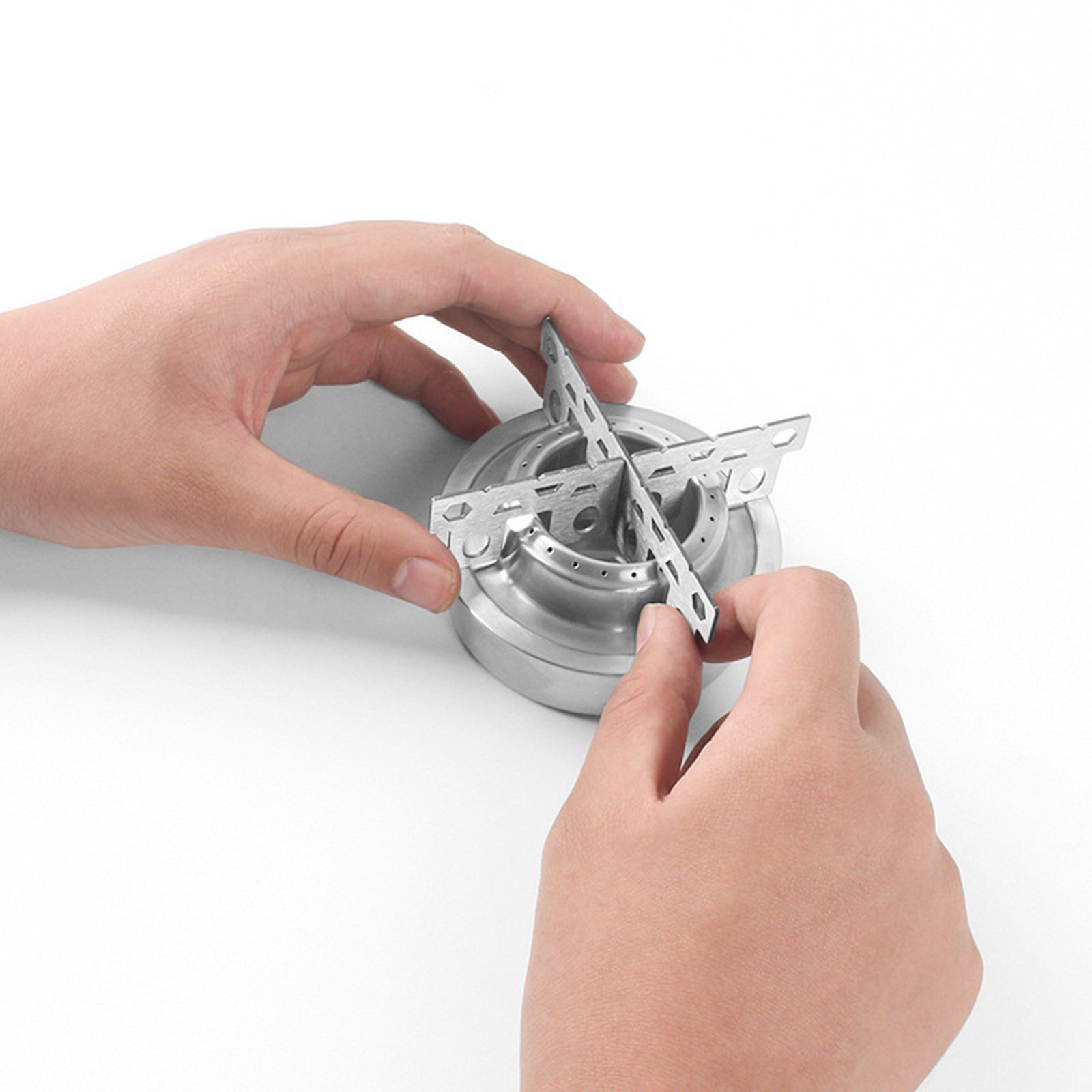 Mini Stainless Steel Outdoor Camping Alcohol Stove Cooking Burner W/Cross Stand