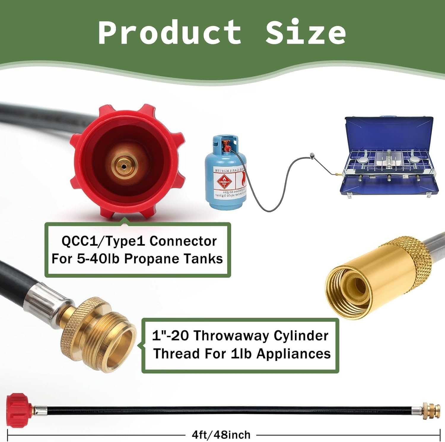 Propane Adapter Hose 1-20 lb Regulator for Coleman Stove Cooking Camping