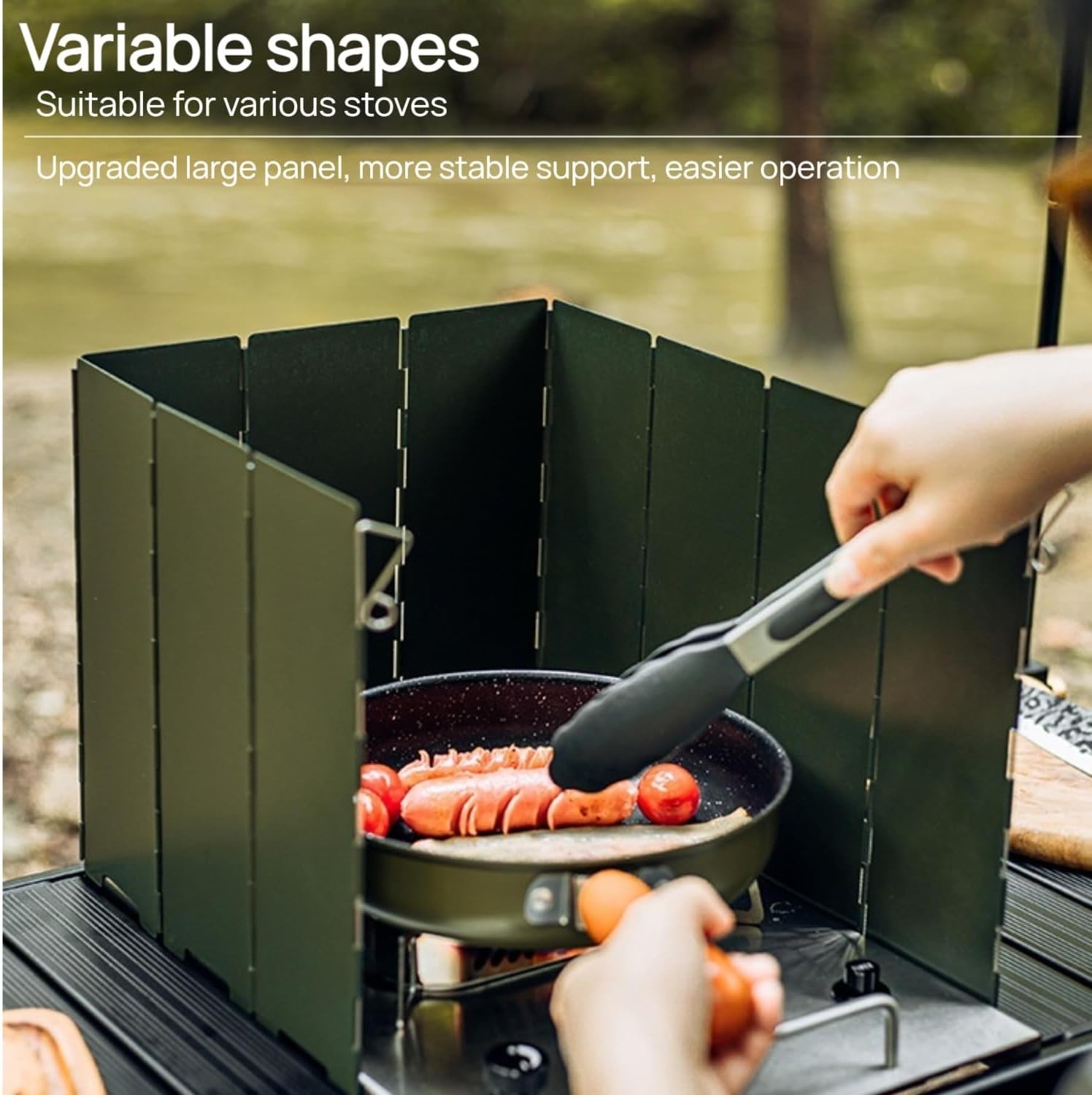 Foldable Camping Stove Windscreen, Green Aluminum Outdoor Windshield Gas Stove L