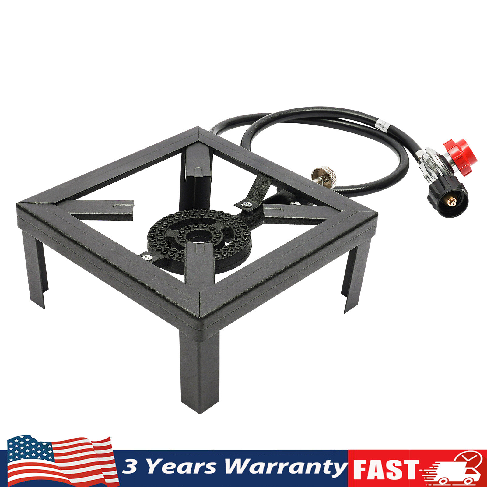 Propane Cooker Burner Stove Gas Outdoor Cooking Camping Stand BBQ Grill + Hose