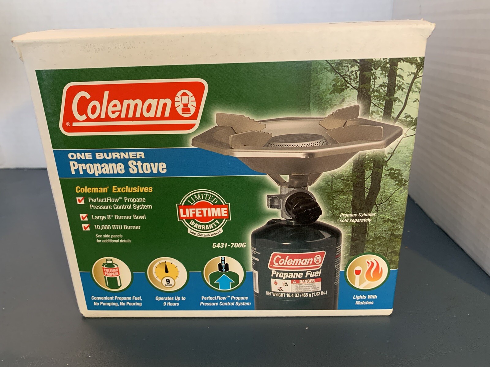 COLEMAN – ONE BURNER PROPANE STOVE (#5431-700G) 10,000 BTU With Original Box NIB