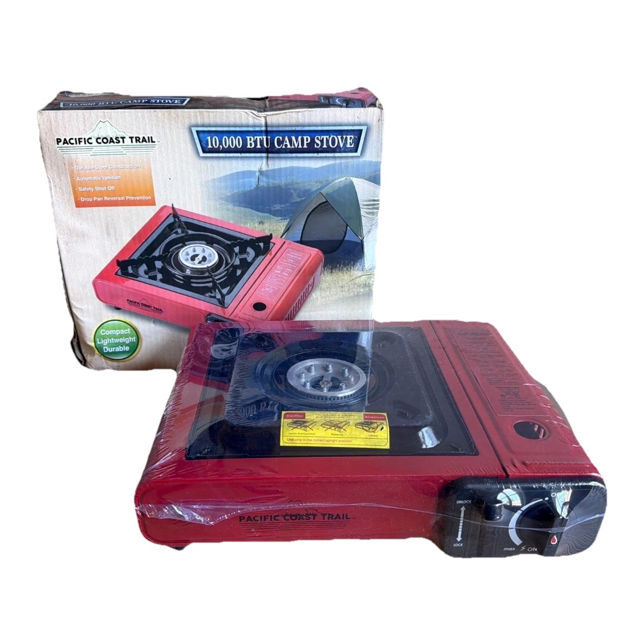 New Pacific Coast Trail 10,000 BTU Camp Stove PCT193 Durable Steel Auto Ignition