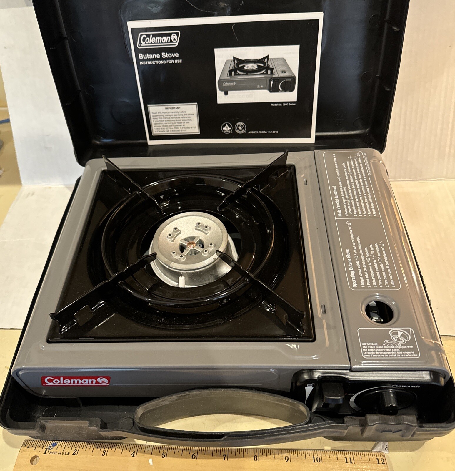 Coleman Tabletop Portable Butane Gas Camping Stove 1 Burner Carry Case