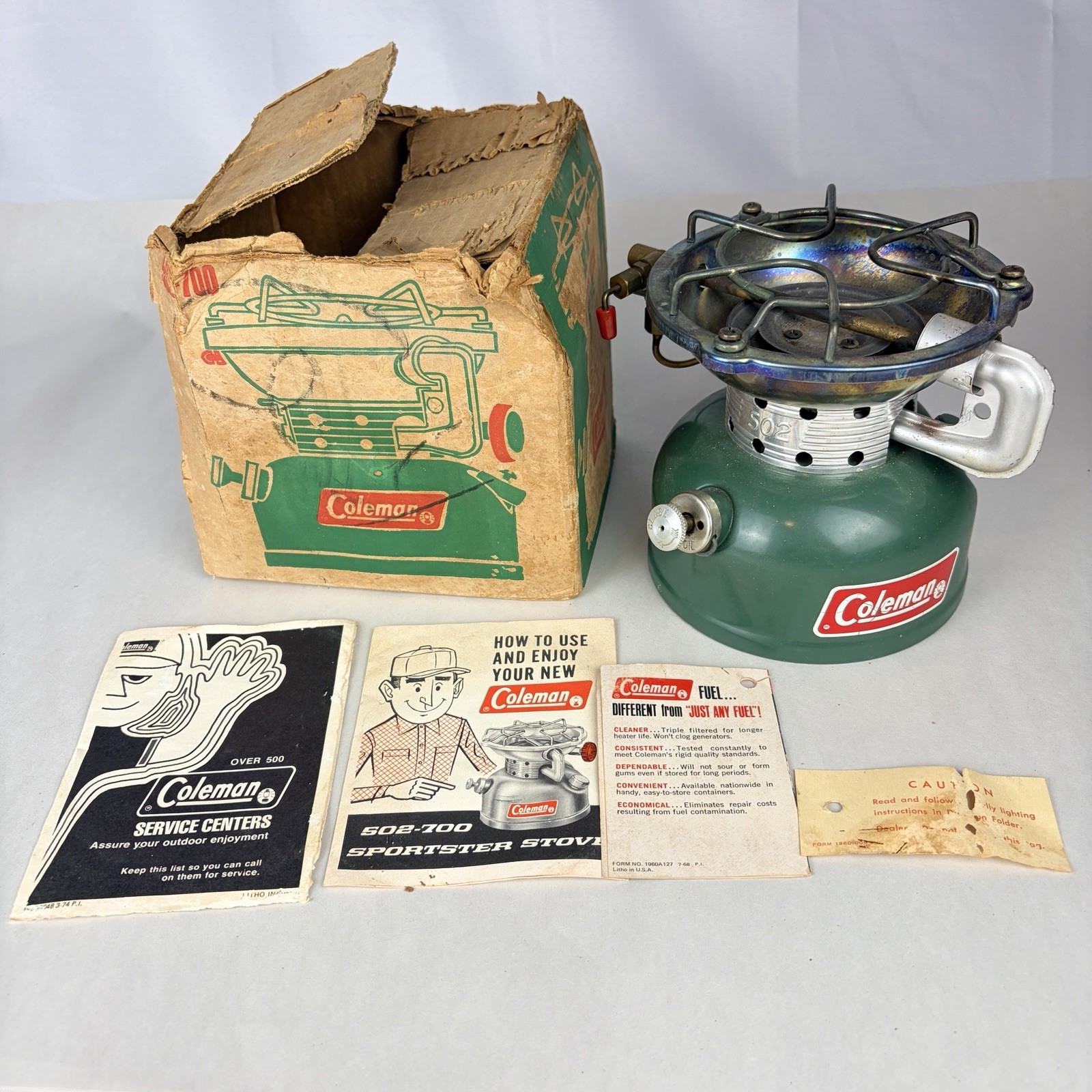 Coleman Sportster Stove 502-700 1 Burner Gas Camping Stove Green w/ Box 1974
