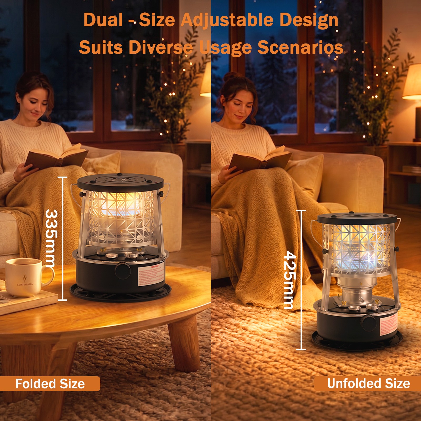 2600W Portable Oil-fired Petroleum Heater Stoves Camping for Indoor Outdoor – 5L