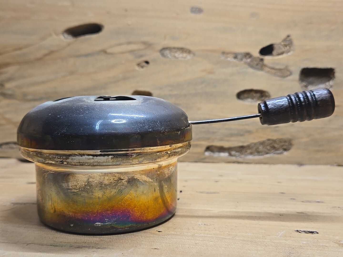 Antique Silver Plated Burner/Warmer With Wooden Handle C507