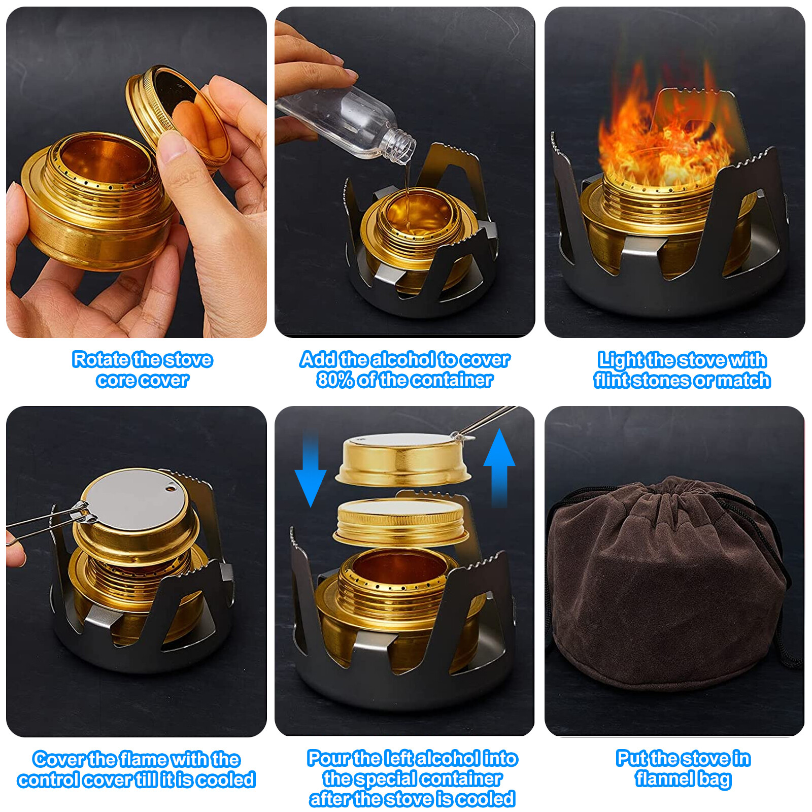 Outdoor Mini Portable Alcohol Stove Burner for Backpacking Hiking Camping Tool