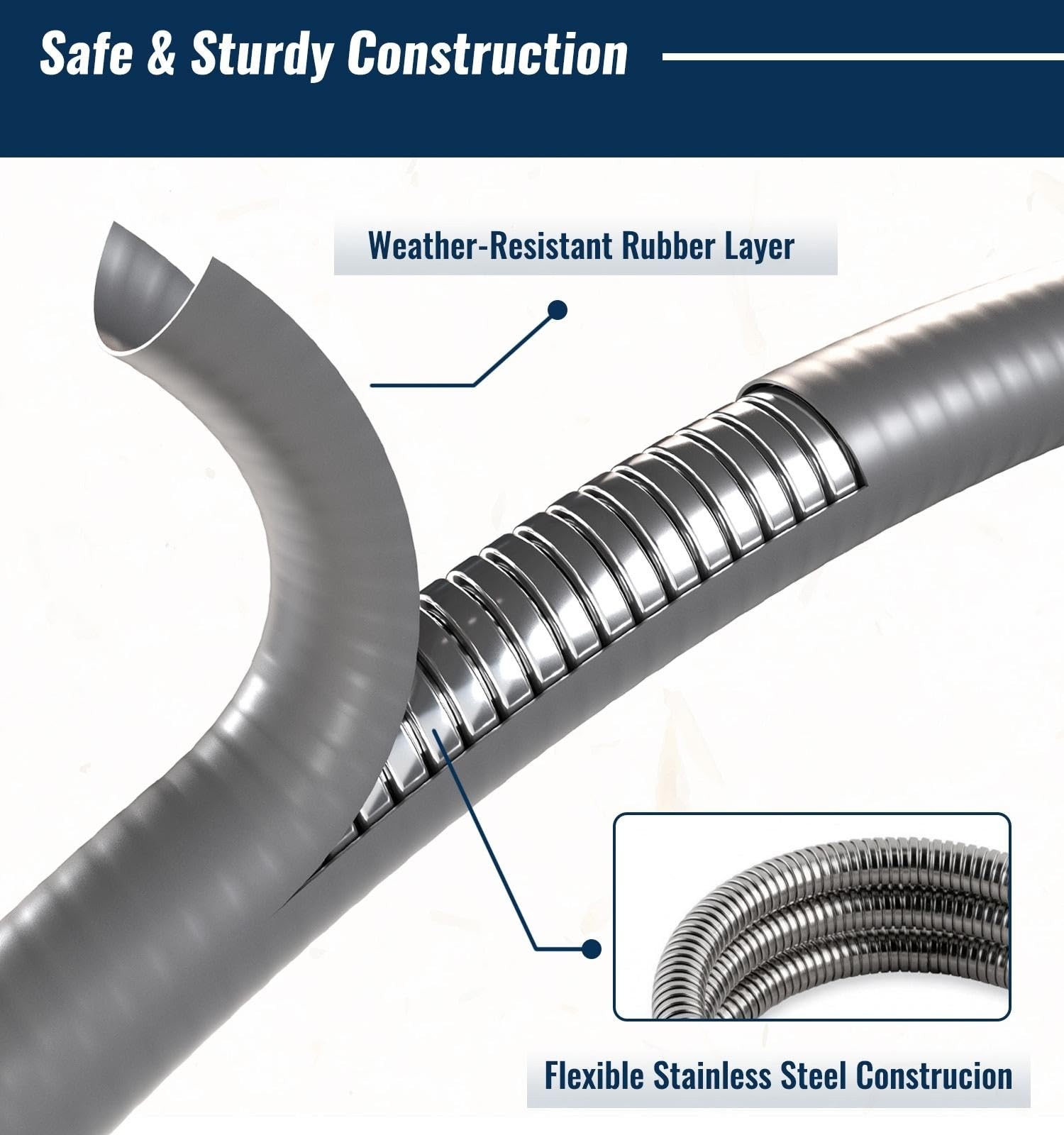 CALPOSE 25 Feet 1/2 inch ID Natural Gas Grill Hose with Quick 25 Feet, Gray