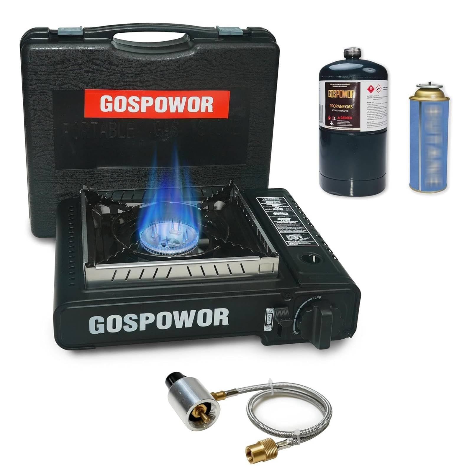 Propane or Butane Stove with Windblocker,Dual Fuel 10,000 BTU Propane Black