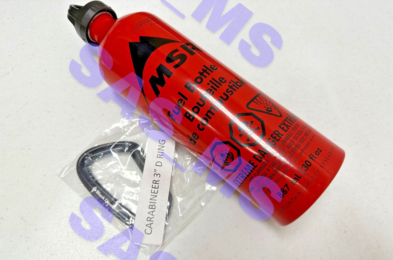 MSR LIQUID FUEL ALUMINUM BOTTLE LEAK PROOF 30 OUNCE WITH 3 INCH D RING NEW