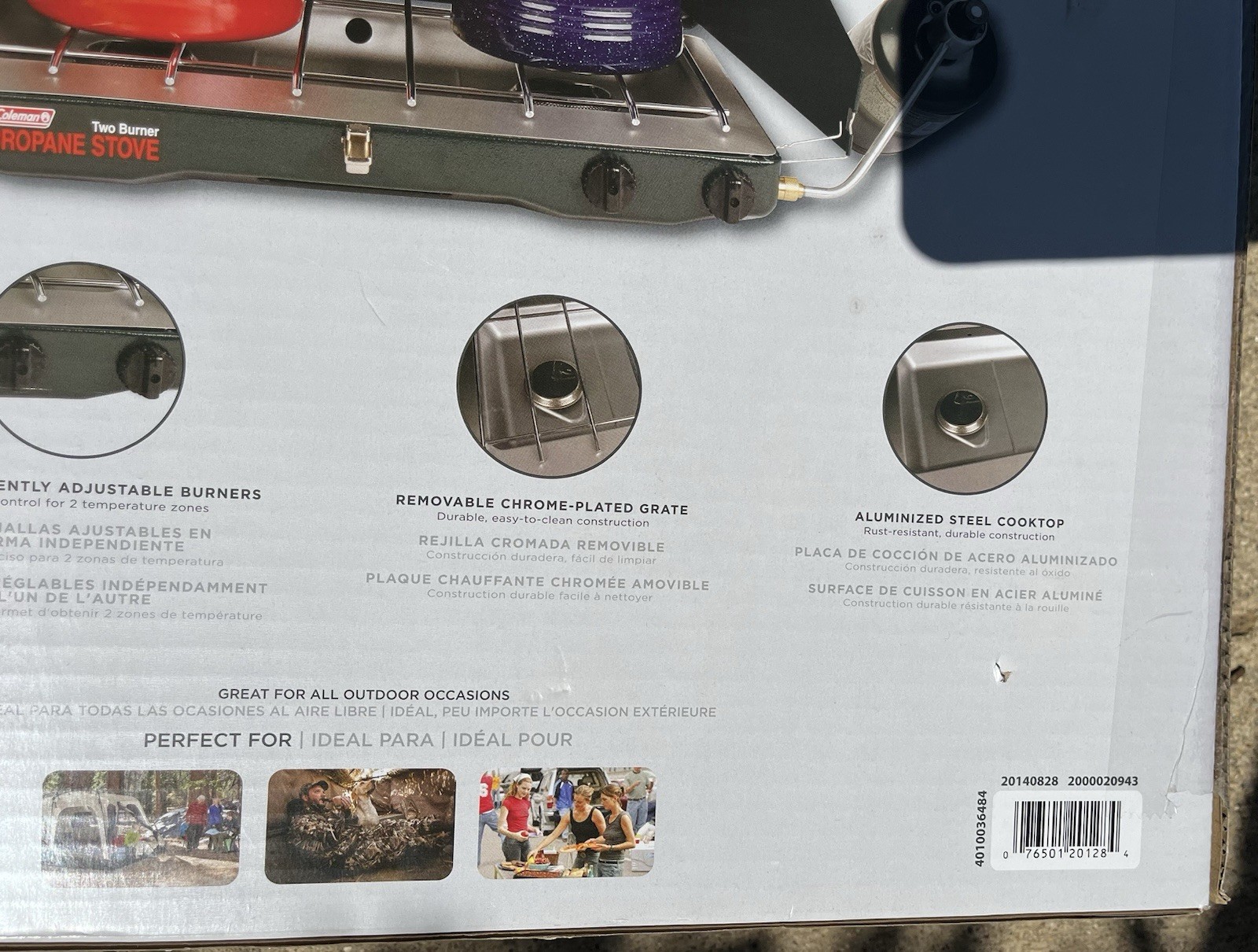 New in Box Coleman Classic 2 Burner 20000 BTU Propane Camp Stove Wind Block NIB