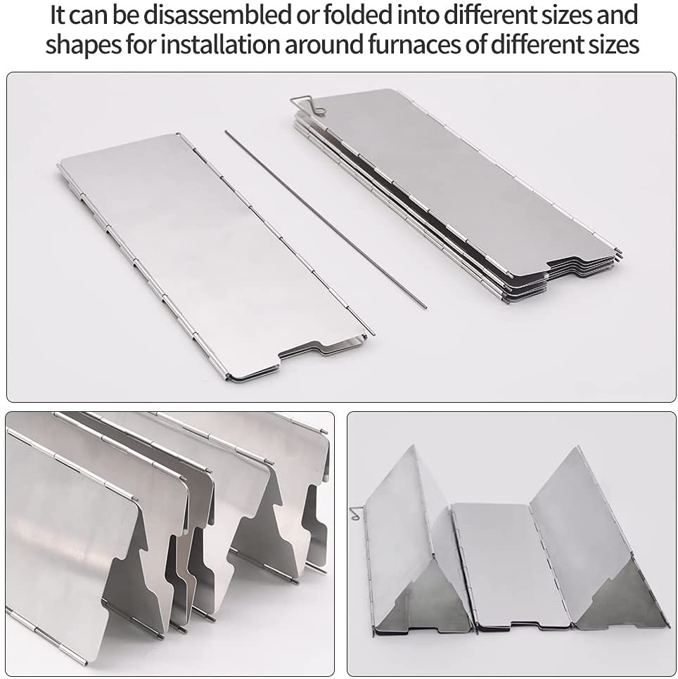 Stove Windscreen, 16 Plates Aluminum Stove Windshield with Drawstring Bag, for C