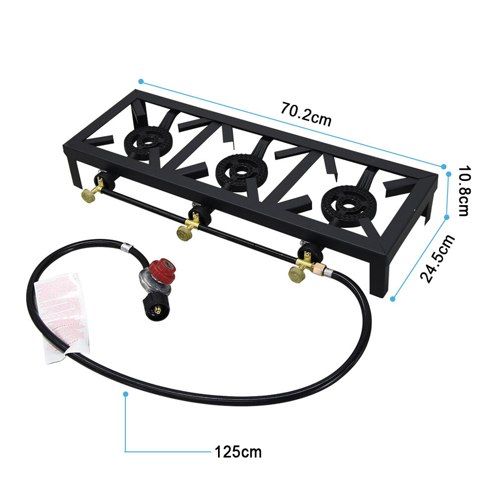Propane Burner Cast Iron LPG Gas Stove Outdoor Camping Cooker & Regulator Hose