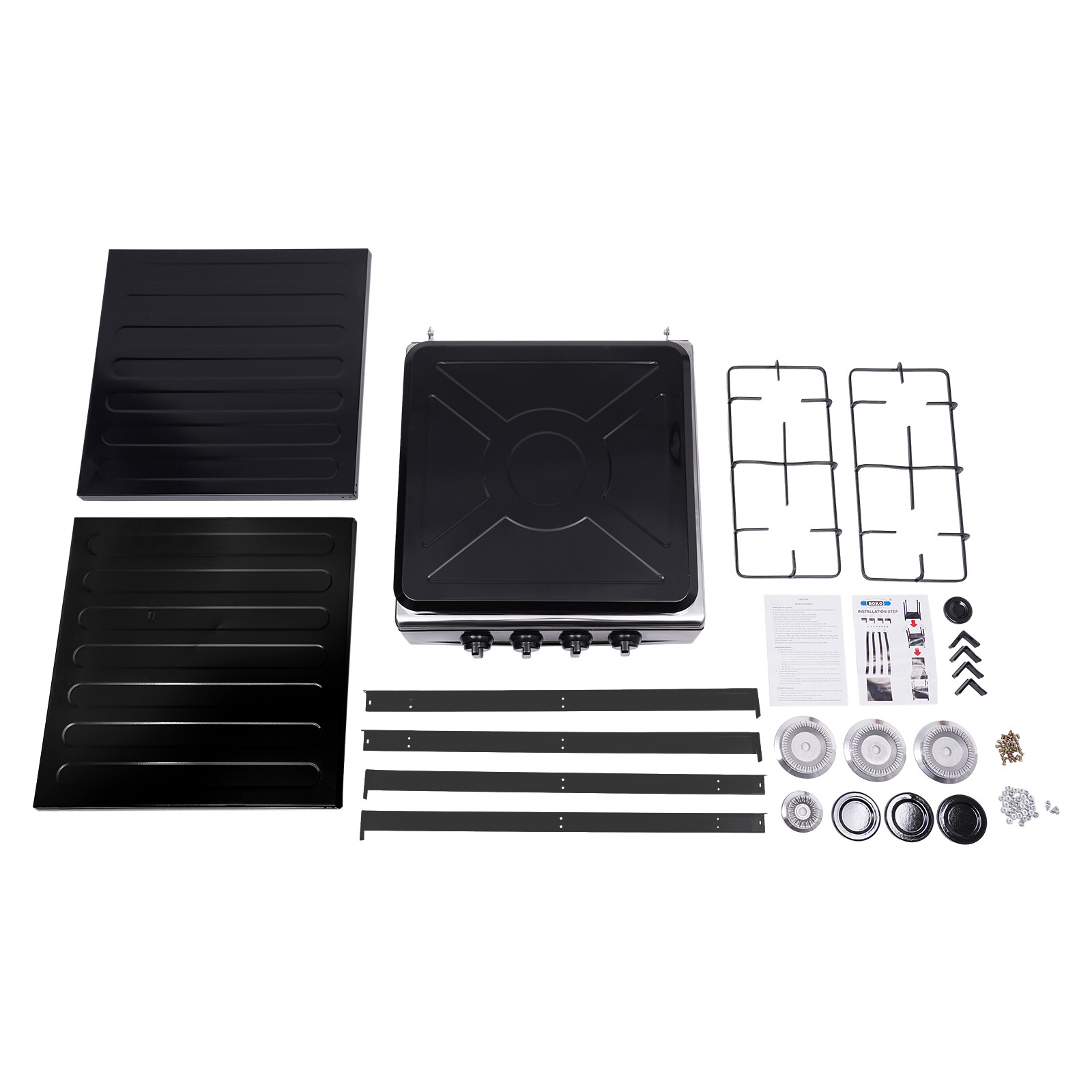 Outdoor 300000 BTU Stove Propane 4 Burner Portable Cooker BBQ Grill Windshelter