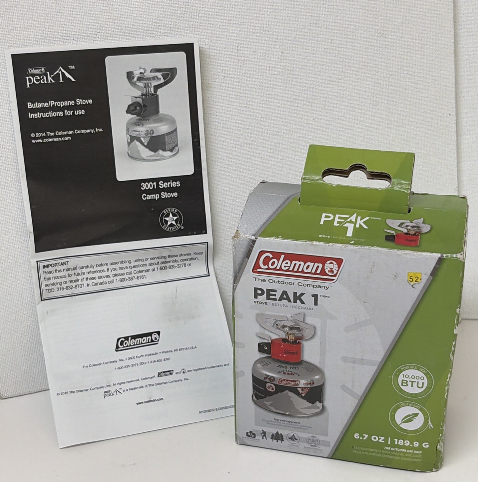 Coleman Peak 1-3001 Series Compact Butane/Propane Camp Stove 10,000 BTU