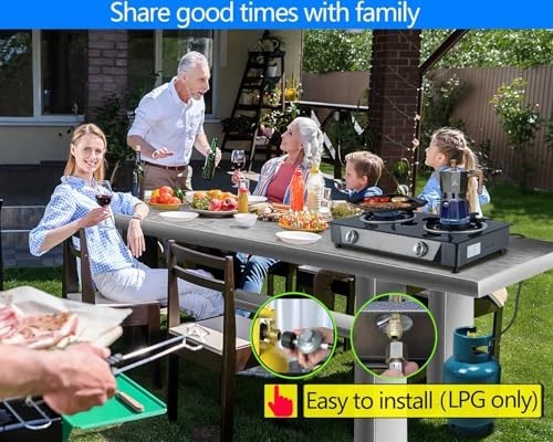 2-Burner Propane Stove with Auto Ignition, 26000 BTU, Tempered Glass, LPG, Outdo