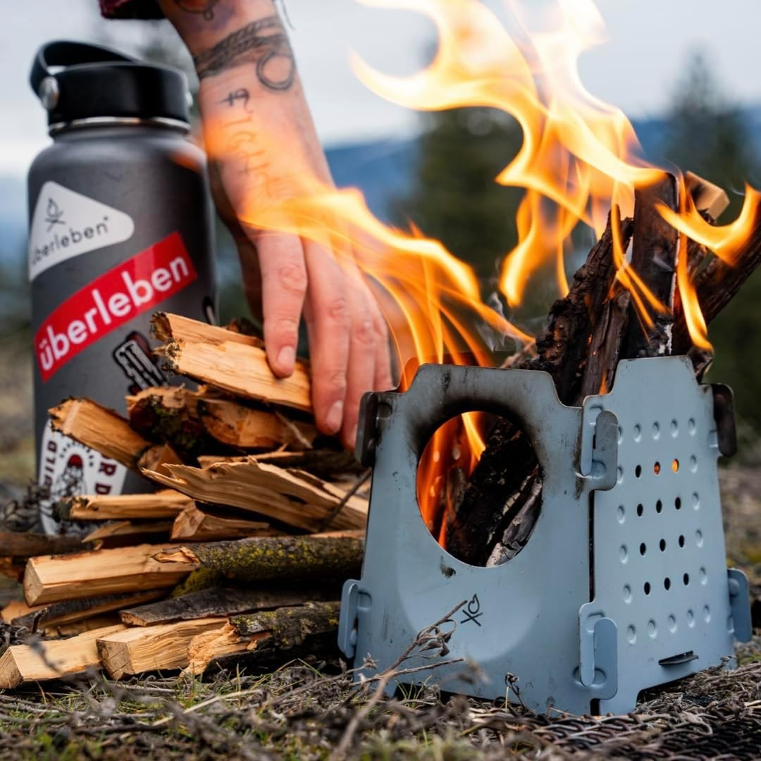 Wood Burning Camping Stove – 18oz Flatpack Stainless Steel Wood Stove for