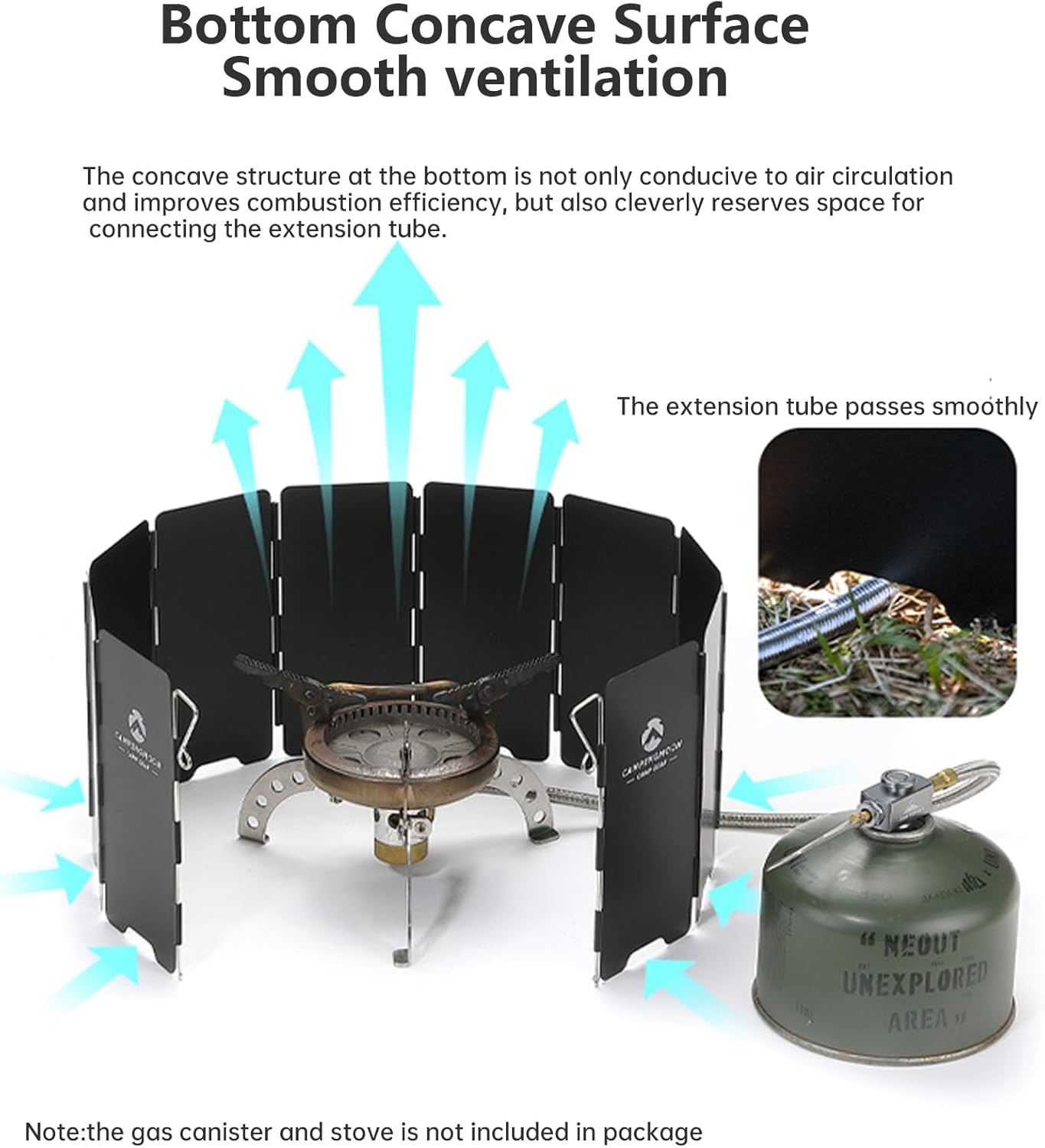 Campingmoon Camp Stove Windscreen,Foldable Aluminum Alloy 10 Plates Wind Shield