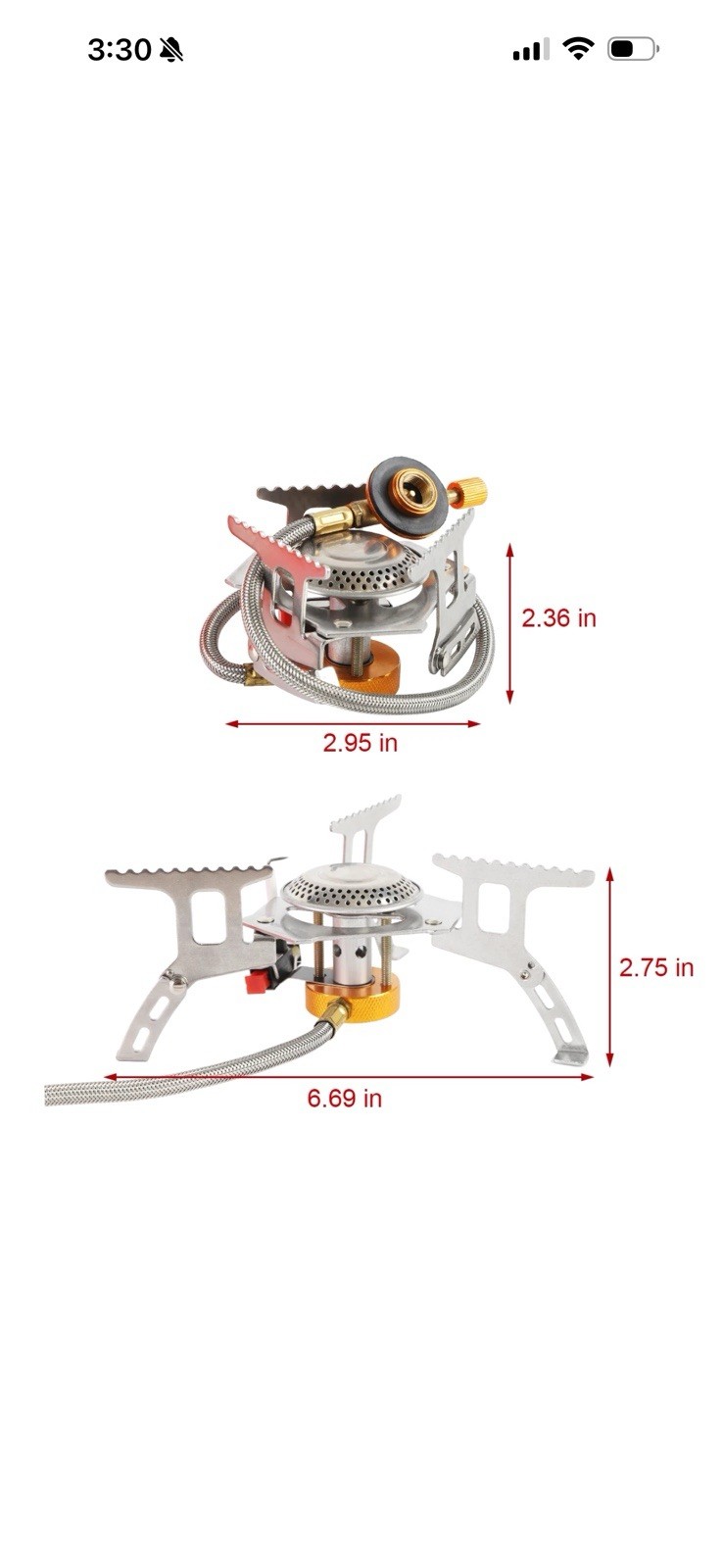 Butane Propane Burner Portable Gas Camping Stove w/Adapter Outdoor Hiking Picnic