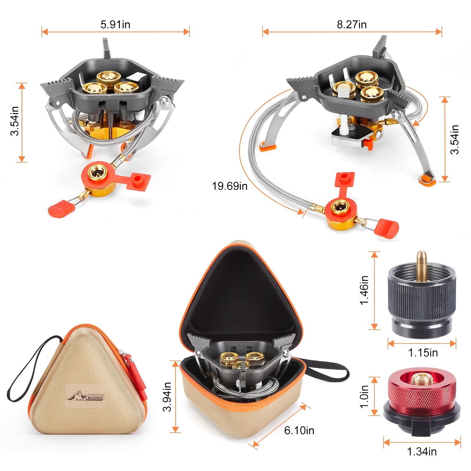 7200W Windproof Camping Stove with Adaptesr Bags for Outdoor