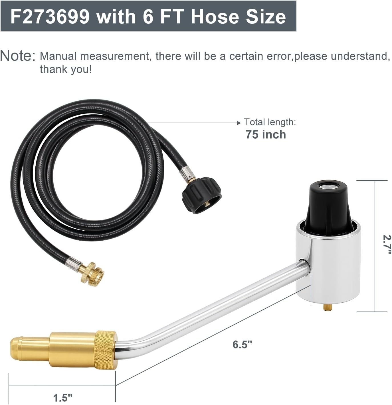 Thaekuns 5430 Camping Stove Regulator with 6 FT Propane Adapter Hose black
