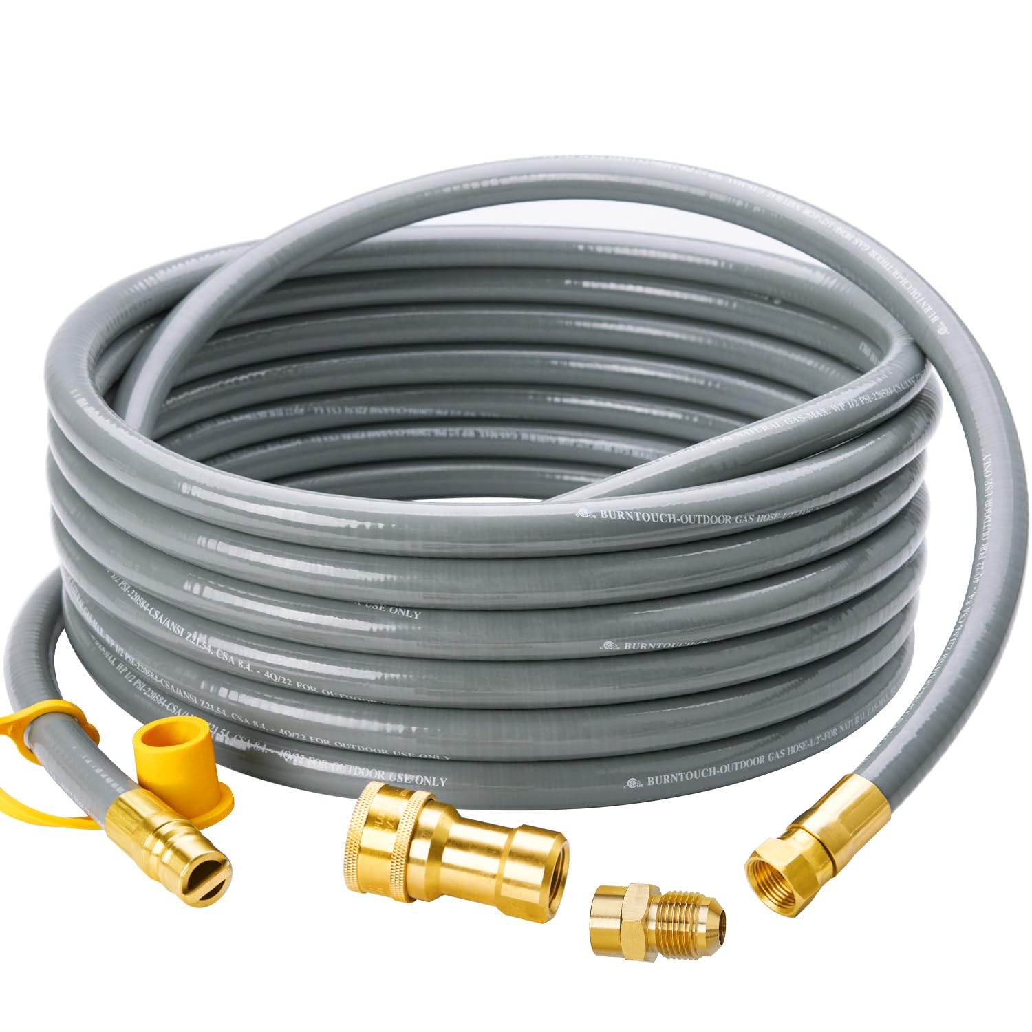 CALPOSE 25 Feet 1/2 inch ID Natural Gas Grill Hose with Quick 25 Feet, Gray