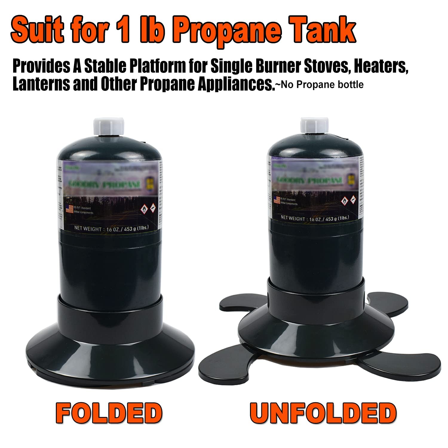RANDDER Propane Cylinder Base, 16oz/1lb Gas Cartridge ABS Plastic Base Bracke…