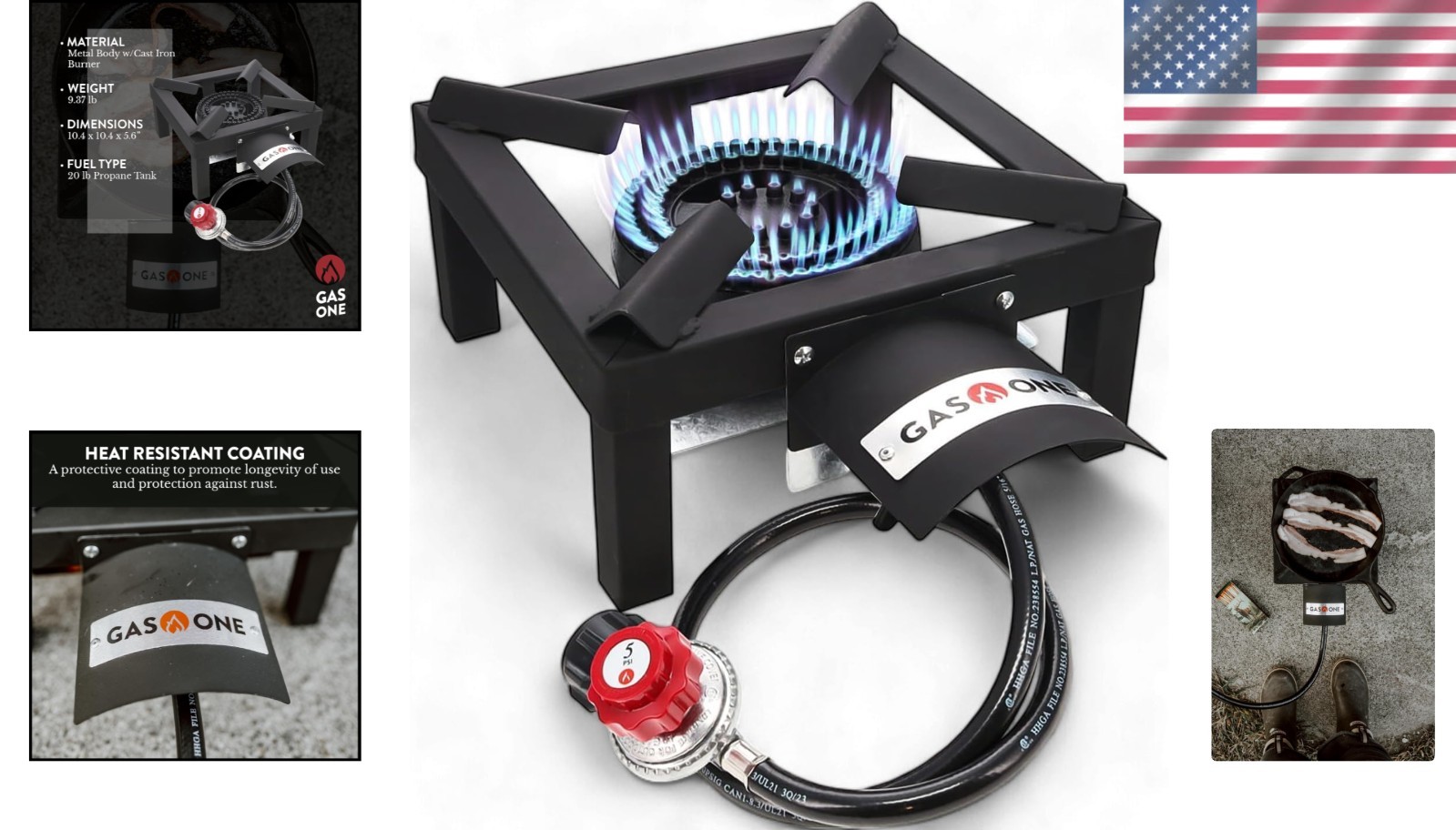 Compact High-Output Propane Burner – Ideal for Camping & Tailgating Adventures