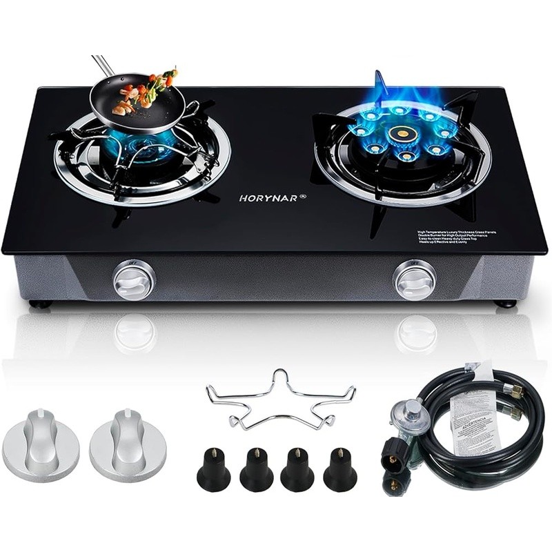 2 Burner Propane Stove High Heat Output Automatic Ignition Outdoor Cooking New