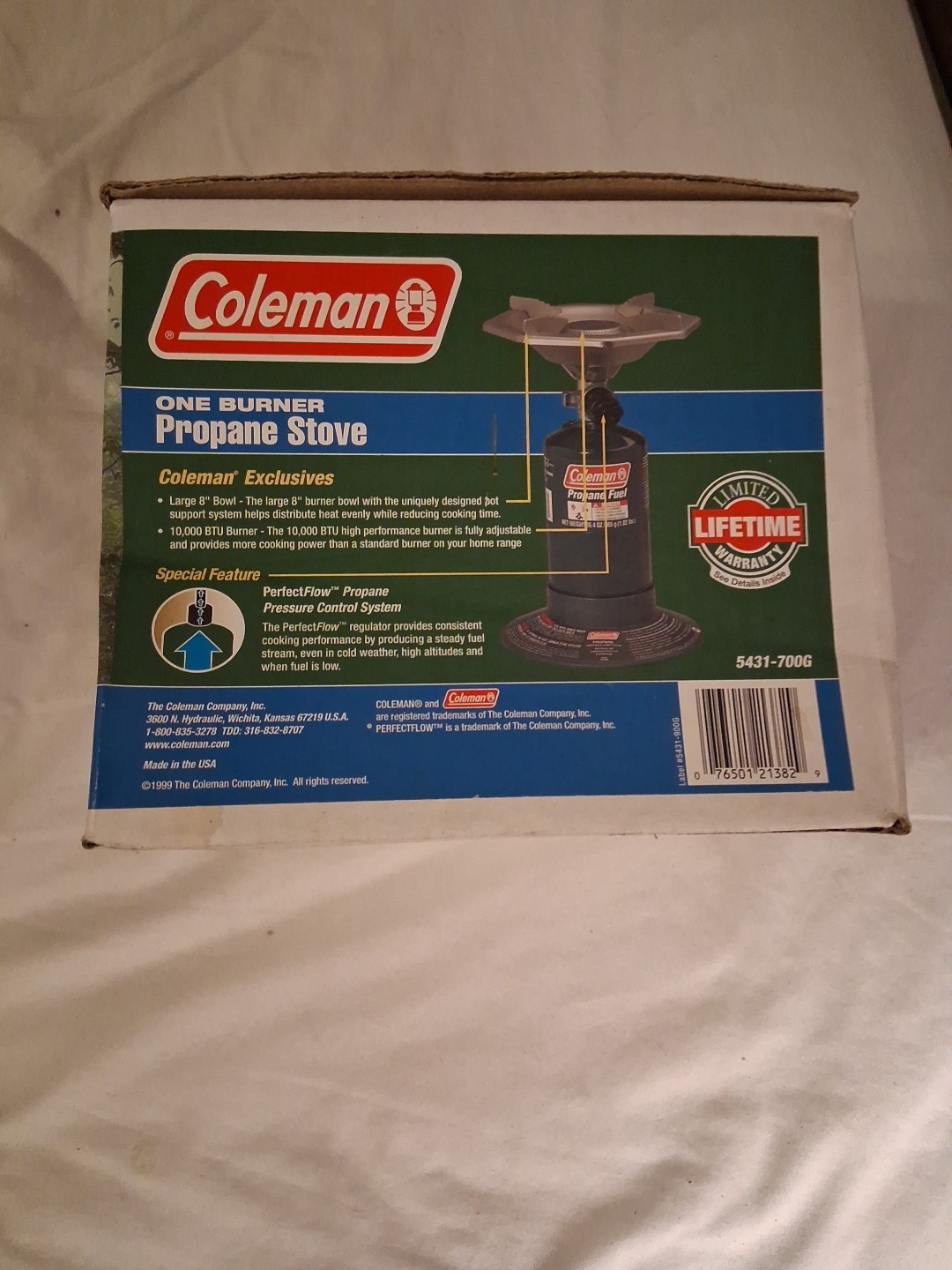 Vintage Coleman Portable One Burner Propane 5431-700G Camping Stove NOS