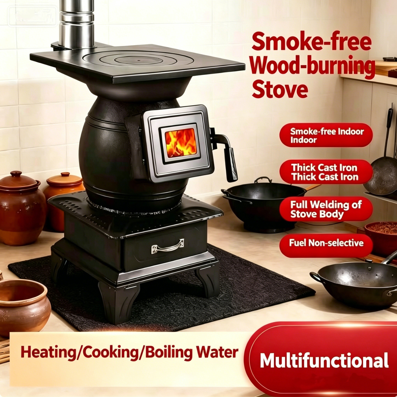 Portable Wood Burning Stove Hot Tent Stove for Outdoor Camping & Heating