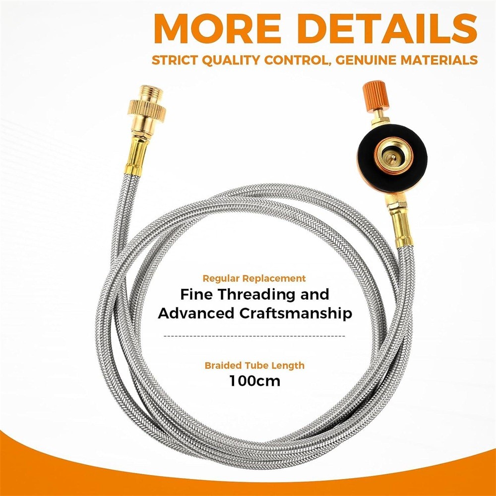 1 x Multi Gas Stove Extension Braided Hose 100cm For Camping Outdoor Picnic