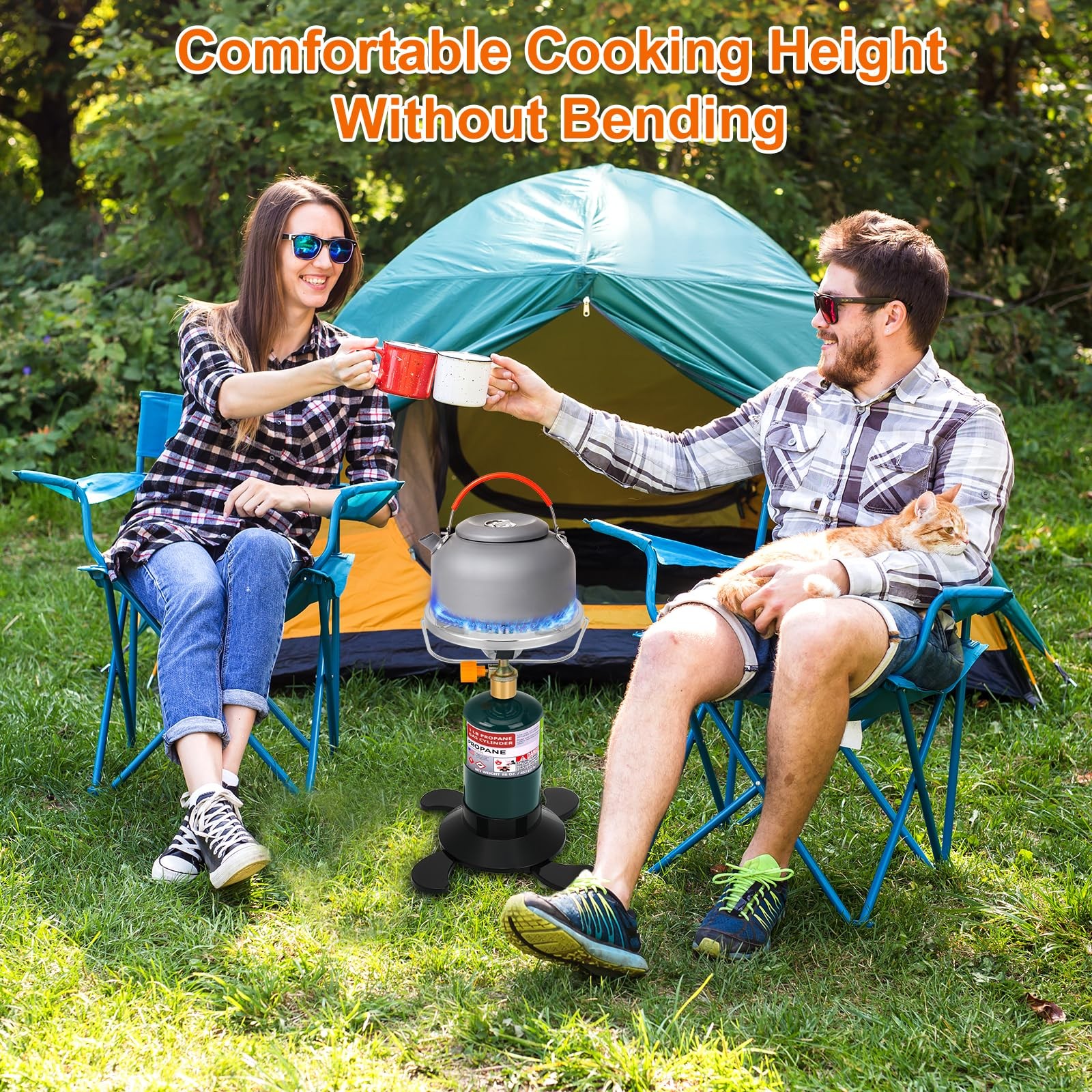 Camping Stove Propane Burner, Portable Camp Stove with Foldable Gas Tank Base…